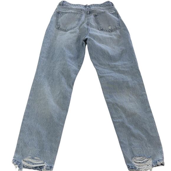 Zara Jeans Womens 2 EUR 34 Light Blue Distressed Ripped Straight Leg Frayed Hem - Picture 2 of 9